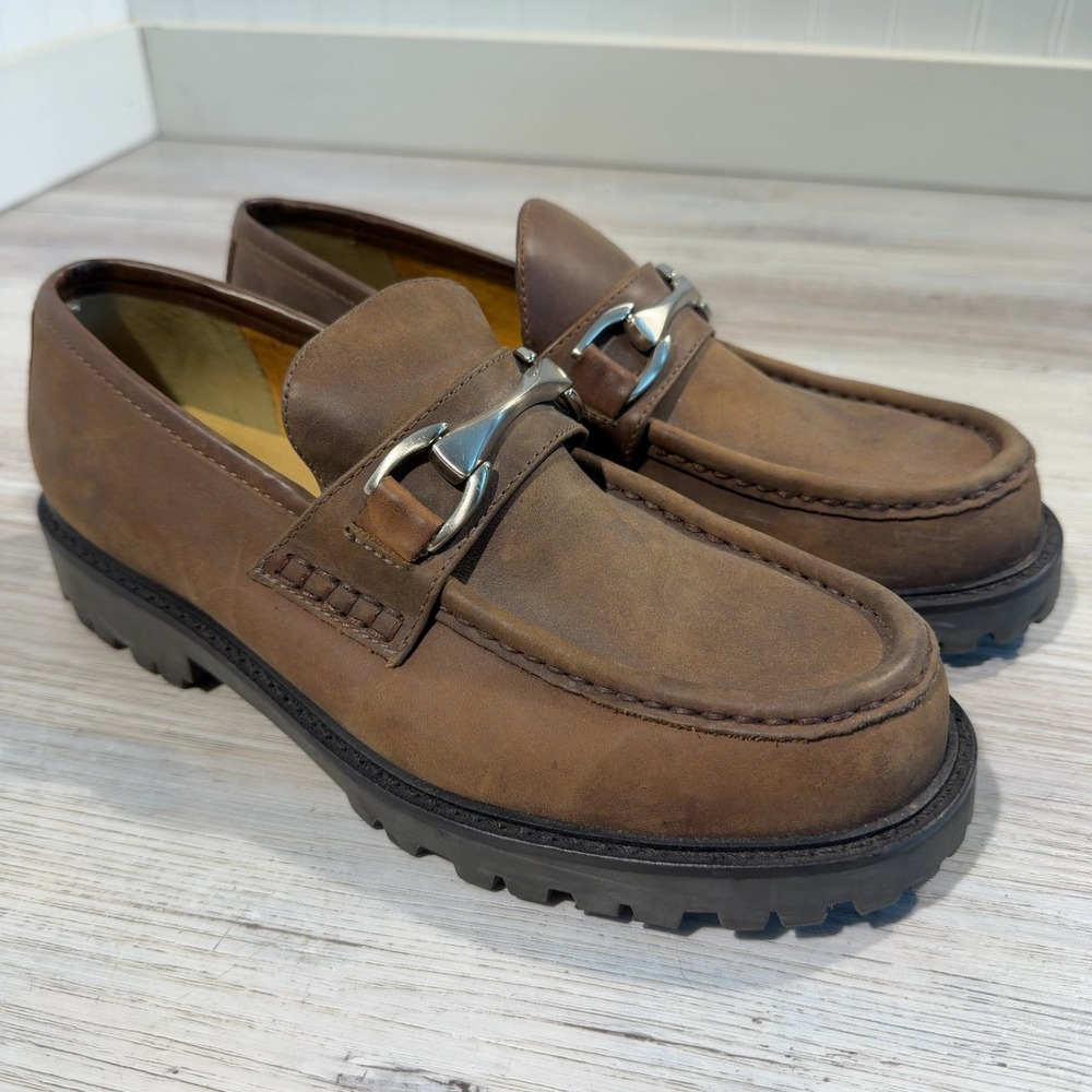Vintage KENNETH COLE REACTION Brown Horse Bit Mod Loafers Shoes Size 8D